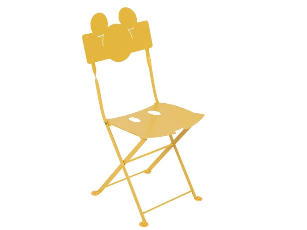 Žlutá kovová zahradní dětská skládací židle Fermob Bistro Mickey Mouse ©