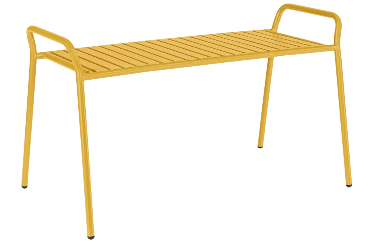 Žlutá kovová zahradní lavice Bizzotto Dalia 88 cm