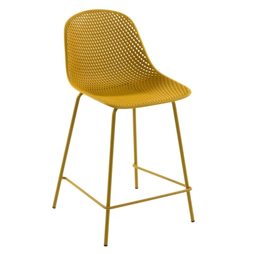 Žlutá plastová barová židle LaForma Quinby 65 cm