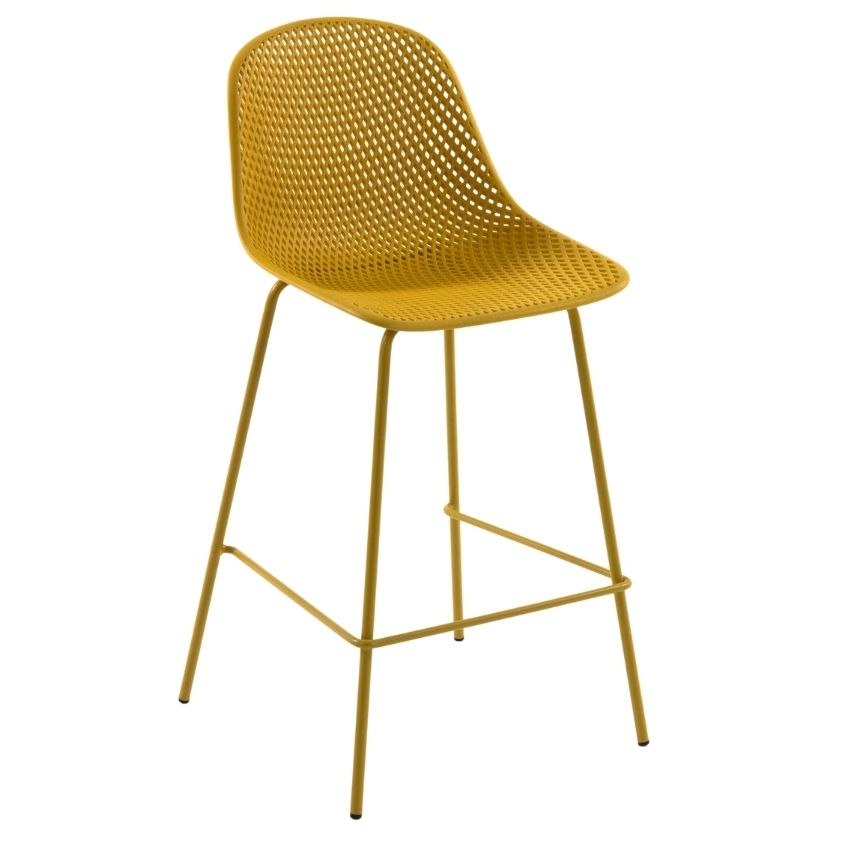 Žlutá plastová barová židle LaForma Quinby 75 cm