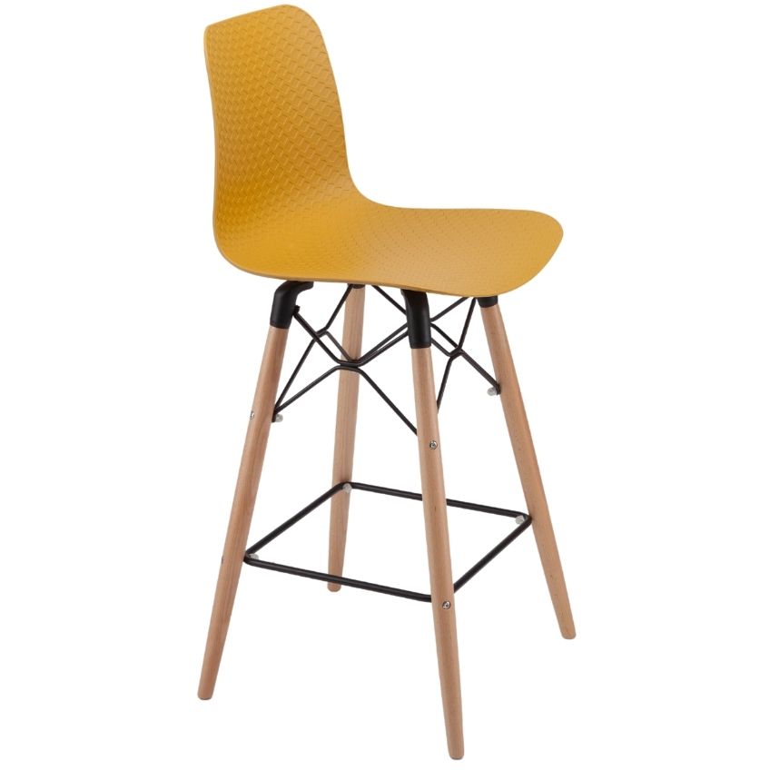 Žlutá plastová barová židle Marckeric Golf-3 71 cm