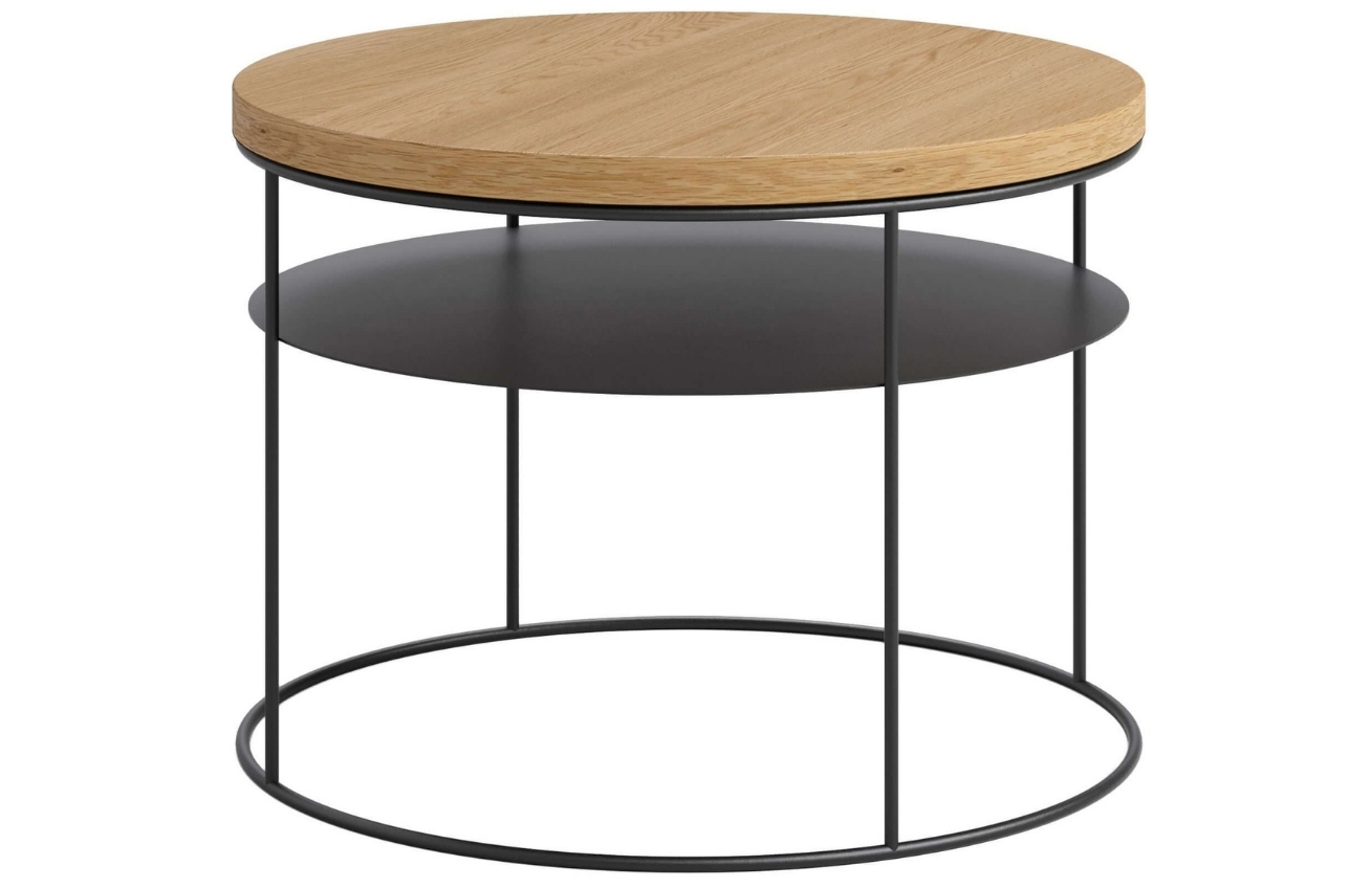 take me HOME Dubový konferenční stolek Amsterdam II. 60 cm s černou podnoží