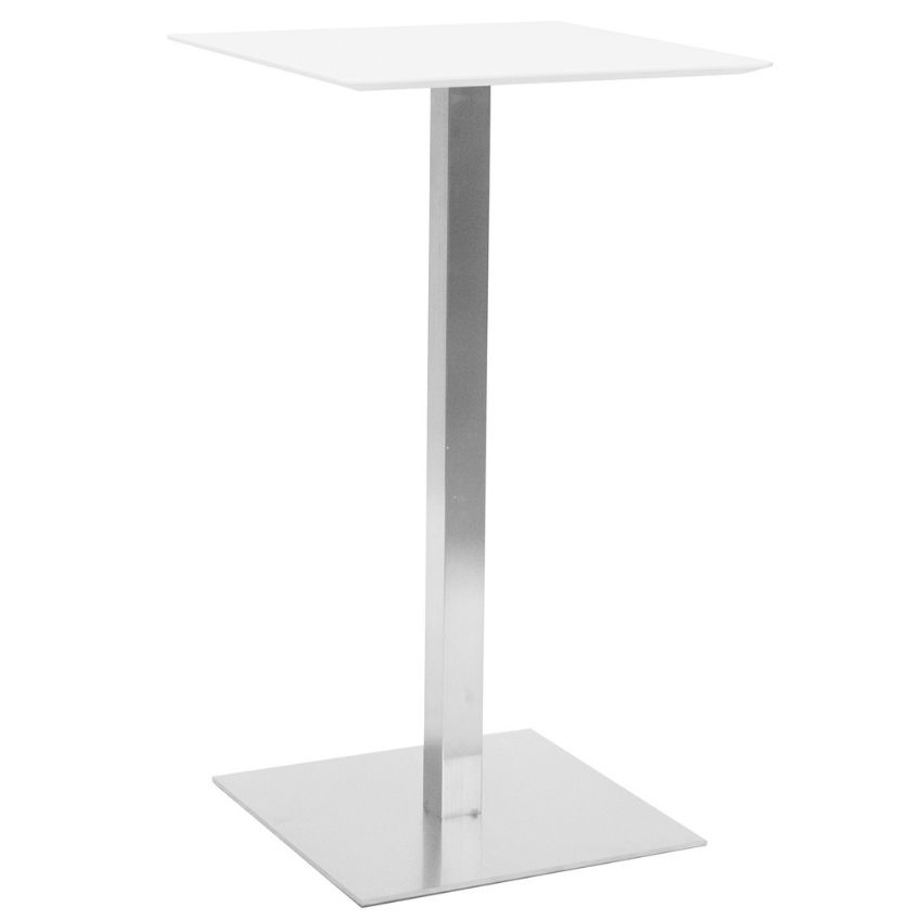 Bílý barový stůl Tenzo Chill 105 cm s nerezovou podnoží