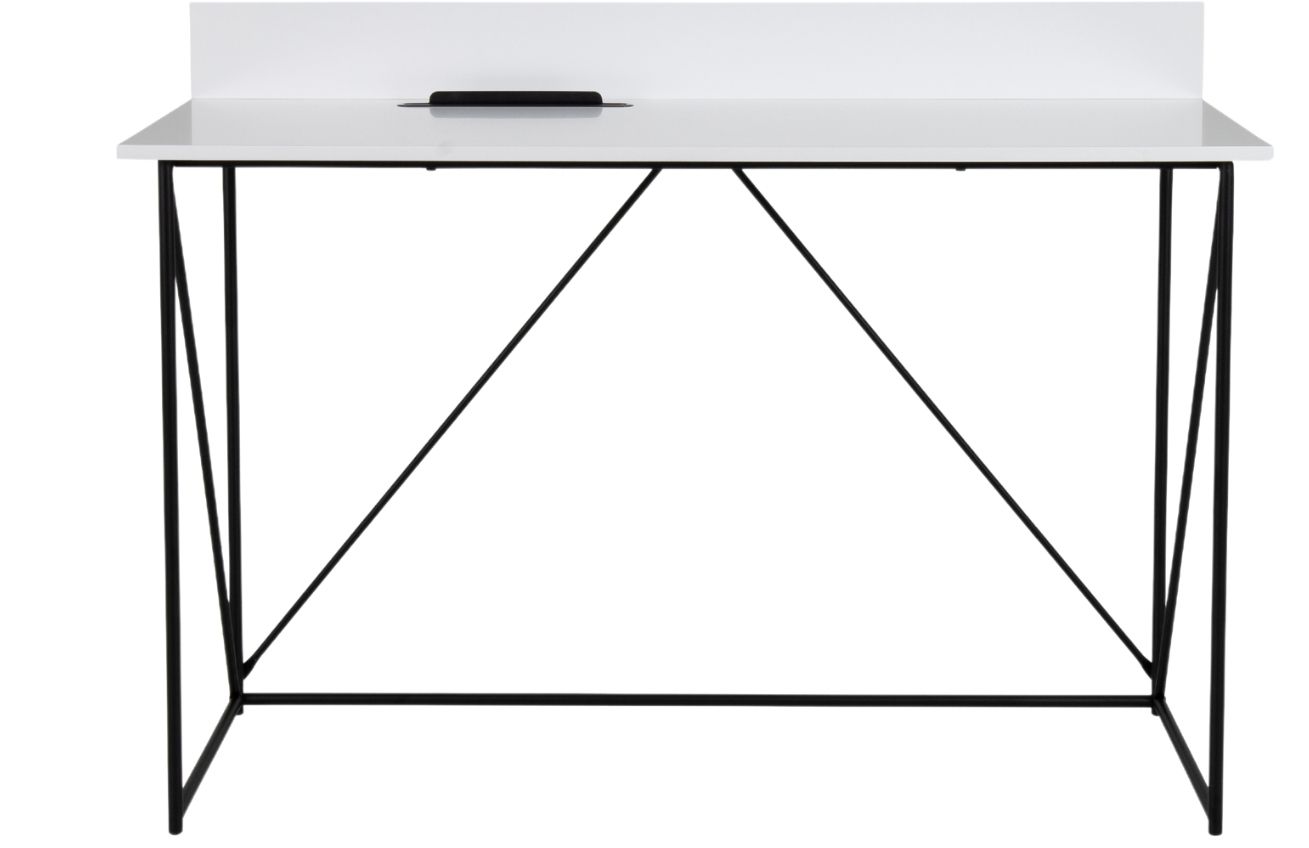 Bílý lakovaný pracovní stůl Tenzo Tell s držákem na tablet 120 x 48 cm