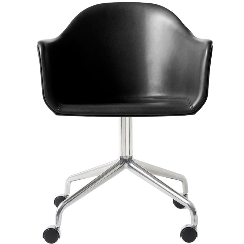 Černá kožená konferenční židle MENU HARBOUR s chromovou podnoží