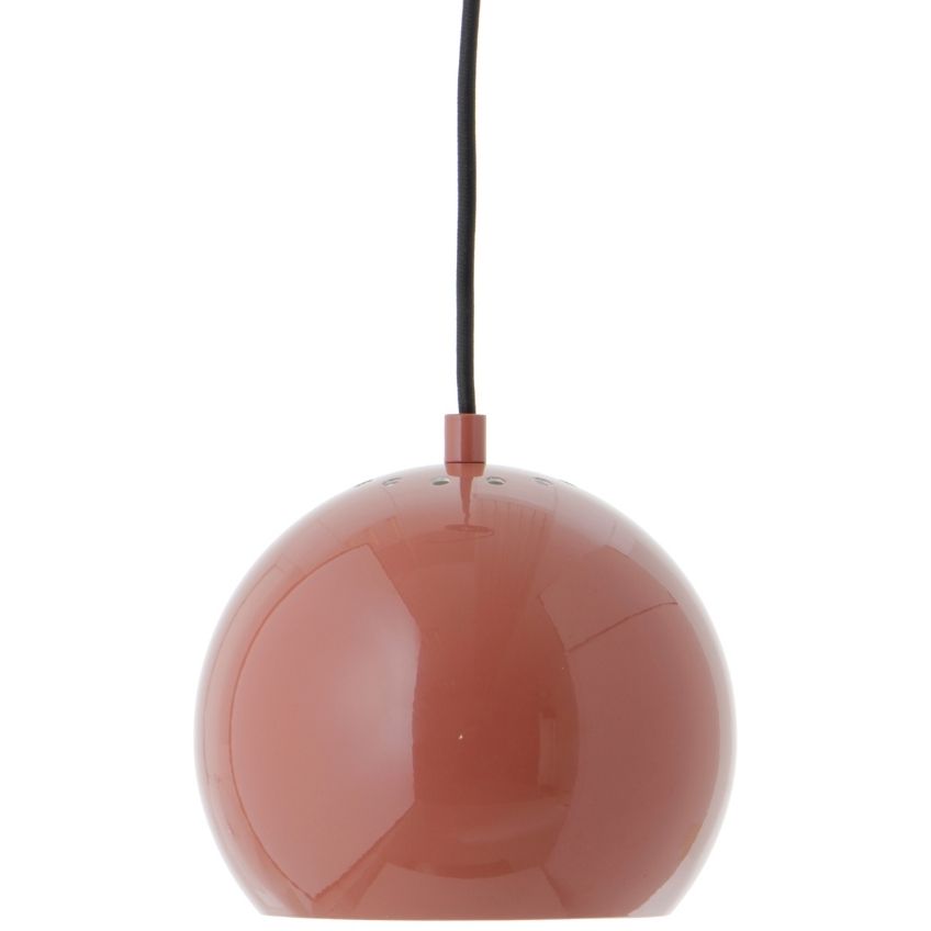 Červené lesklé kovové závěsné světlo Frandsen Ball 18 cm