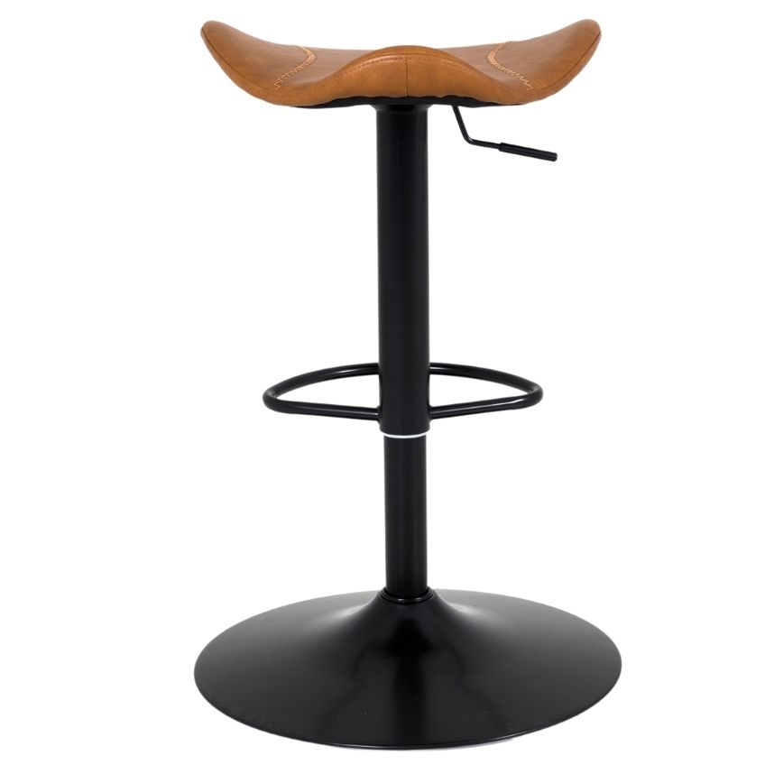 Hnědá koženková nastavitelná barová židle Tenzo Zeb 64-86 cm