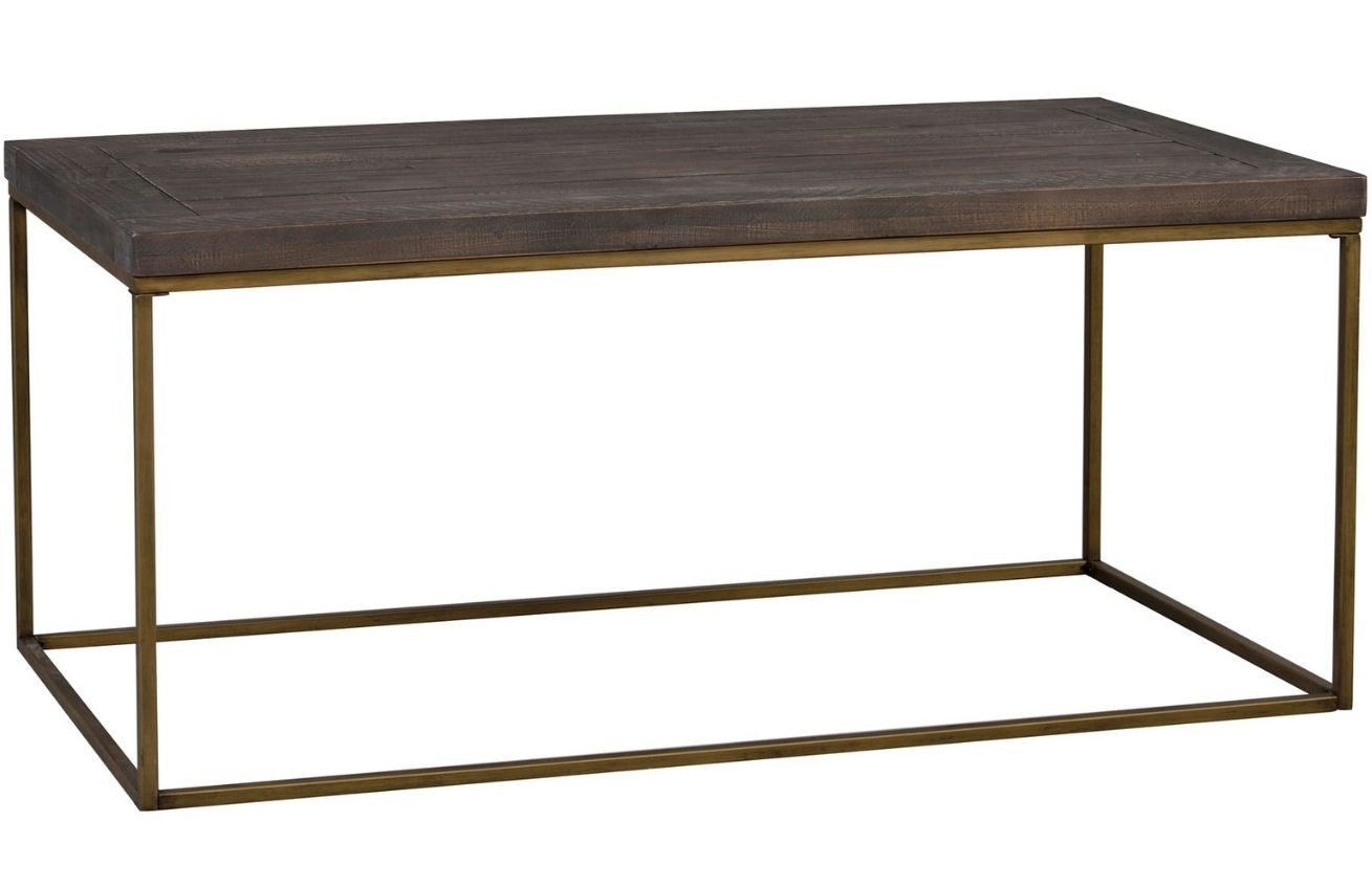 Hnědo zlatý borovicový konferenční stolek ROWICO DALTON 120 x 65 cm