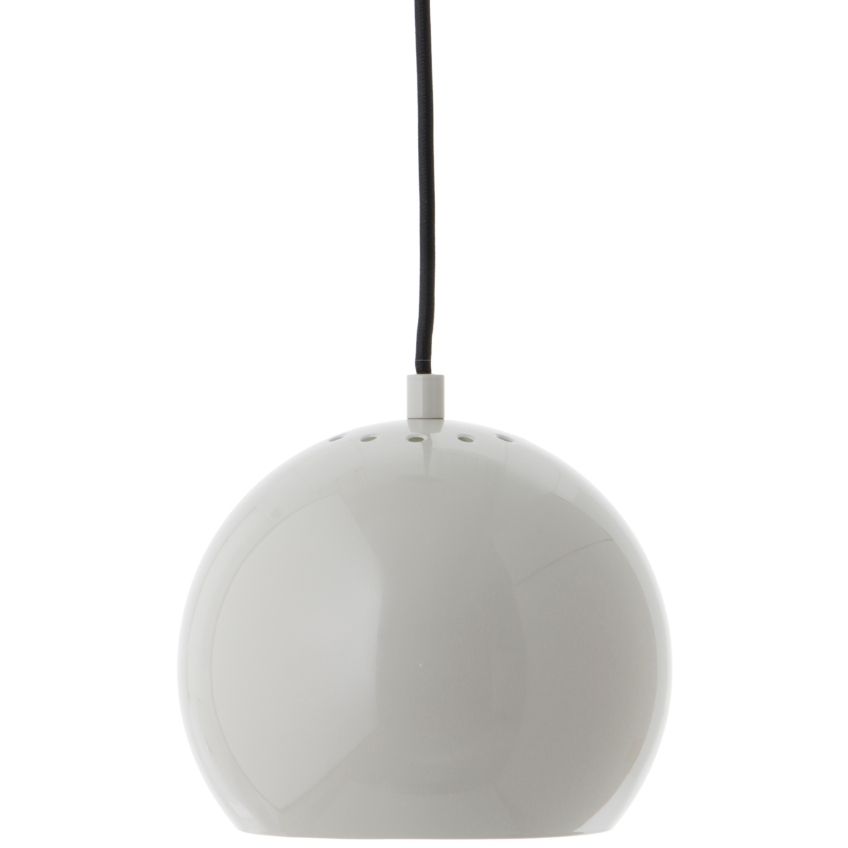Šedé lesklé kovové závěsné světlo Frandsen Ball 18 cm