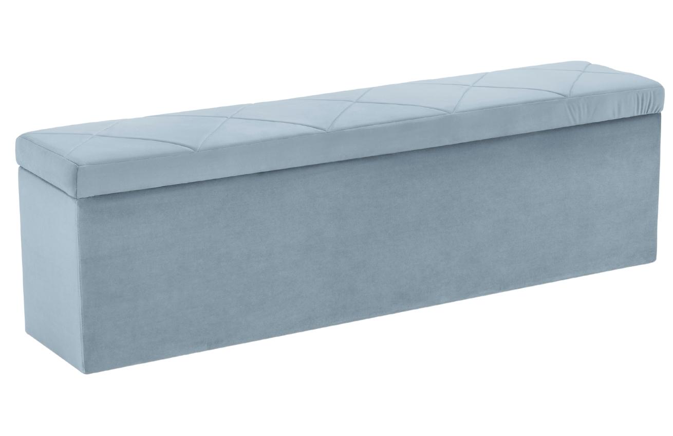 Světle modrá sametová lavice s úložným boxem Windsor & Co Superb 140 cm
