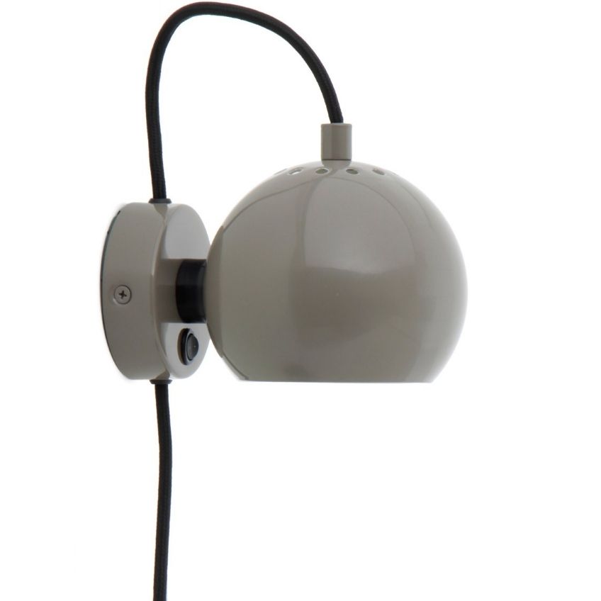Tmavě šedá lesklá kovová nástěnná lampa Frandsen Ball 12 cm