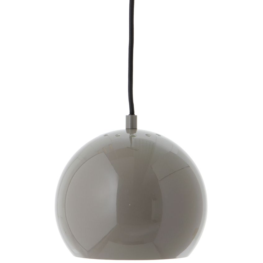 Tmavě šedé lesklé kovové závěsné světlo Frandsen Ball 18 cm