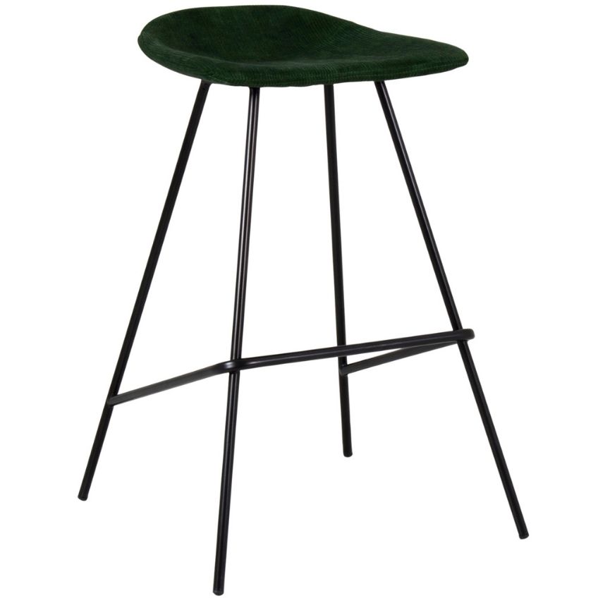 Tmavě zelená manšestrová barová židle Tenzo Ted 73 cm
