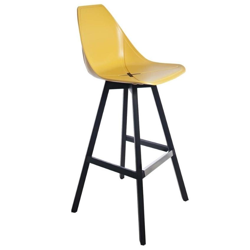 Alma Design Žlutá plastová barová židle X Stool 76 cm