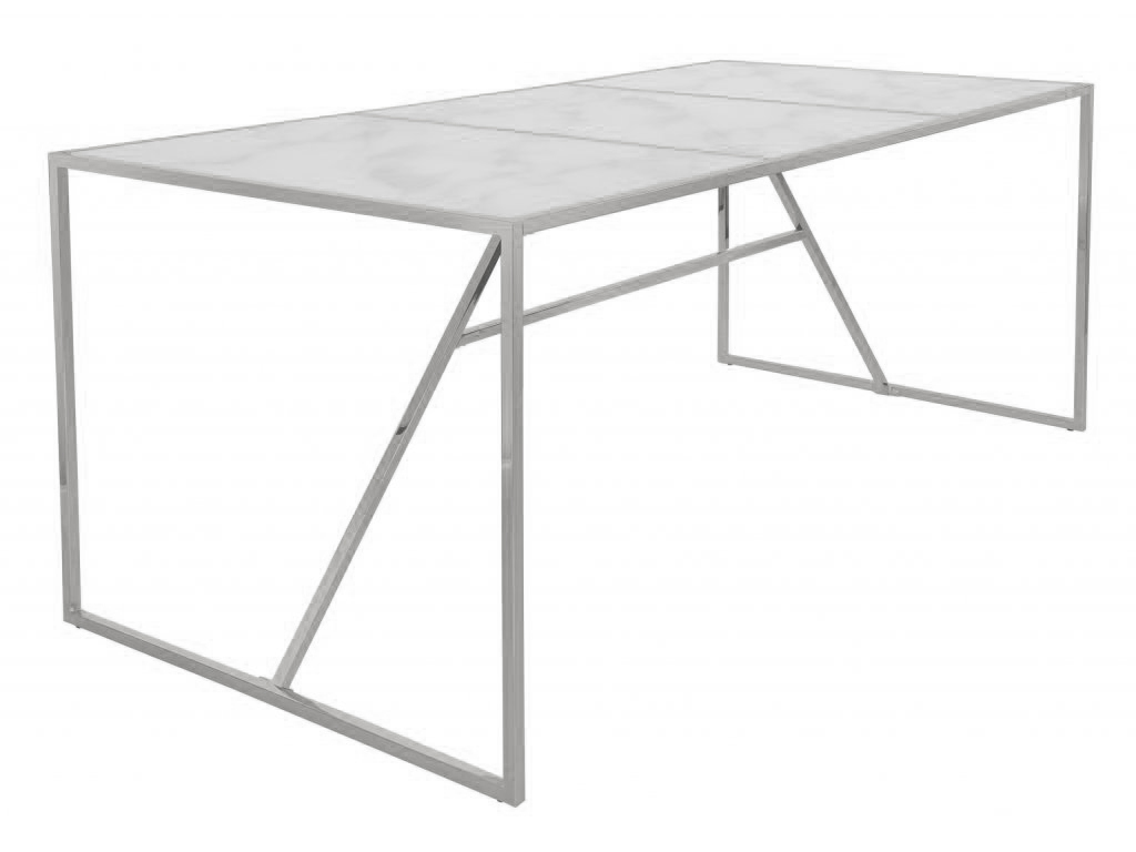 Bílý mramorový jídelní stůl RGE New York 185 x 90 cm se stříbrnou podnoží