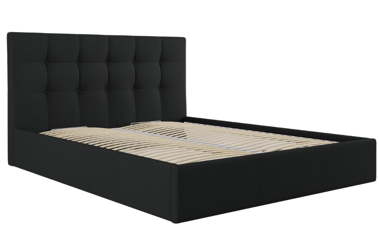 Černá látková dvoulůžková postel MICADONI Phaedra 140 x 200 cm