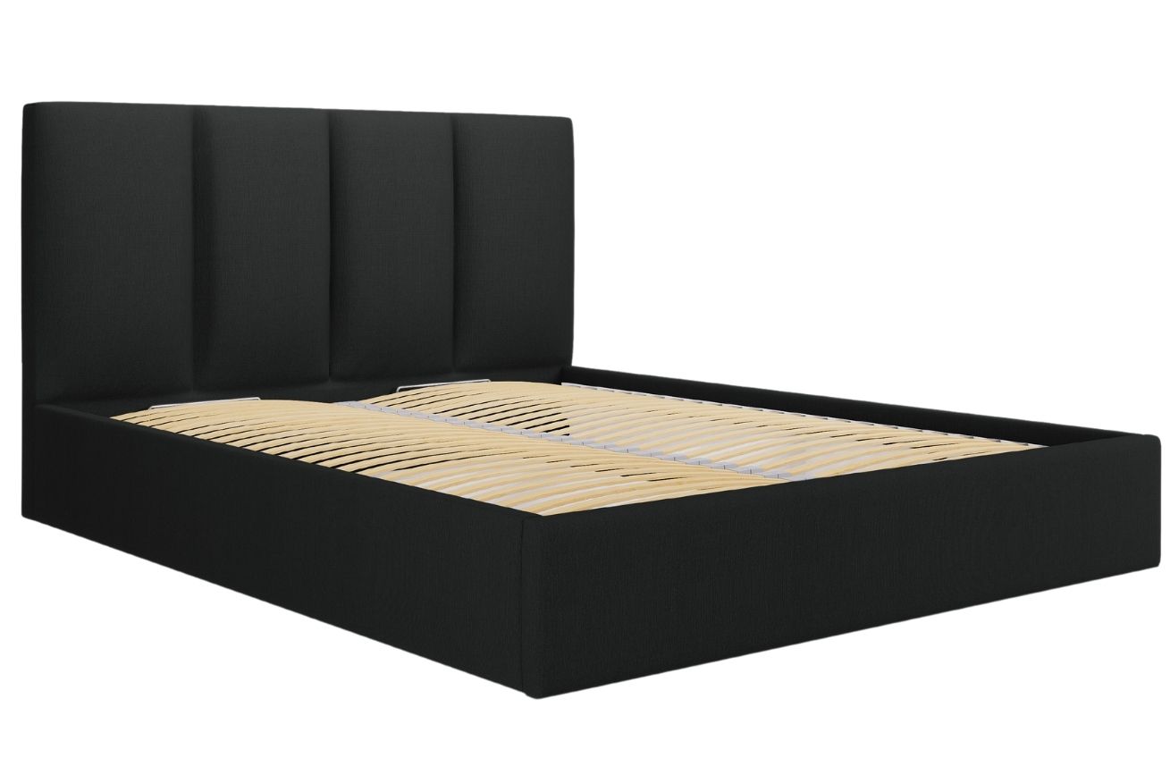 Černá látková dvoulůžková postel MICADONI Pyla 160 x 200 cm