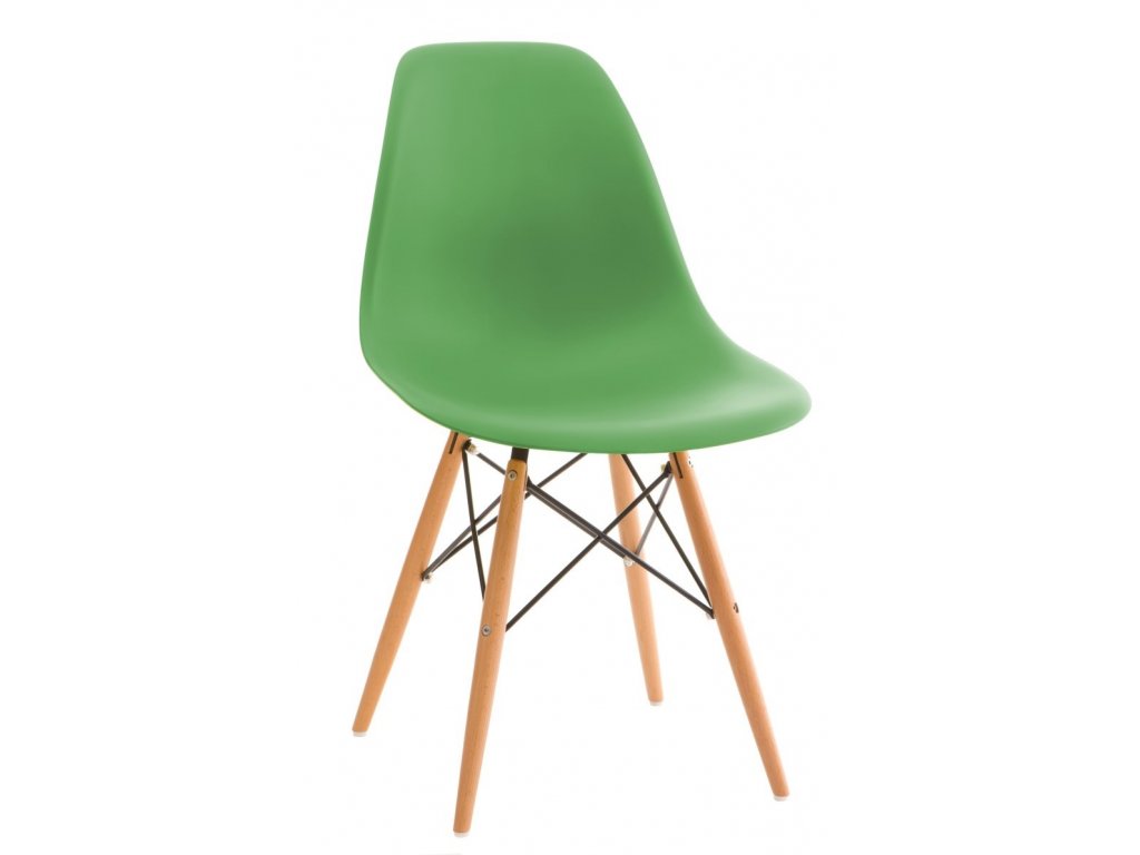 Culty Čajově zelená plastová židle DSW s bukovou podnoží