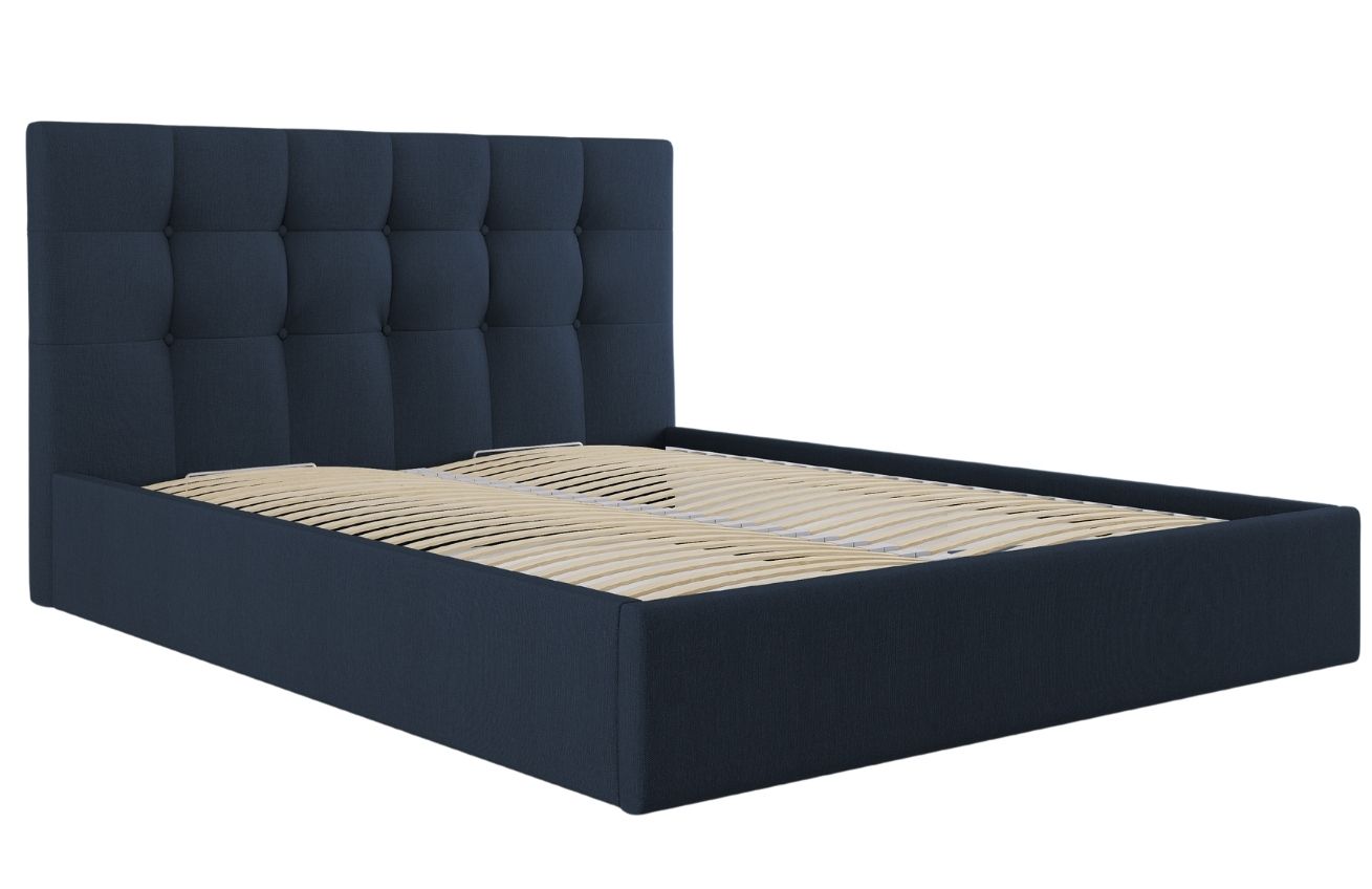 Modrá látková dvoulůžková postel MICADONI Phaedra 180 x 200 cm
