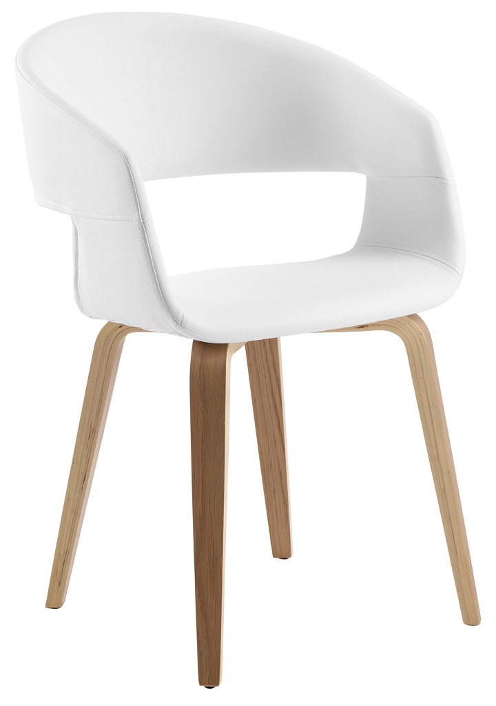 SCANDI Bílá koženková jídelní židle Damaro s dubovou podnoží
