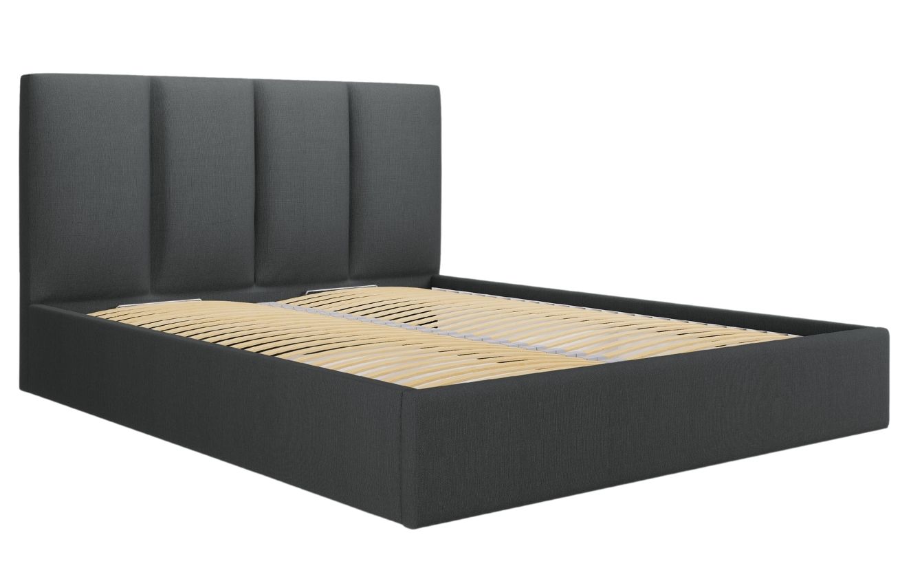 Šedá látková dvoulůžková postel MICADONI Pyla 160 x 200 cm