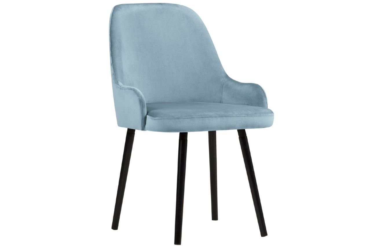 Světle modrá sametová jídelní židle MICADONI FLINT