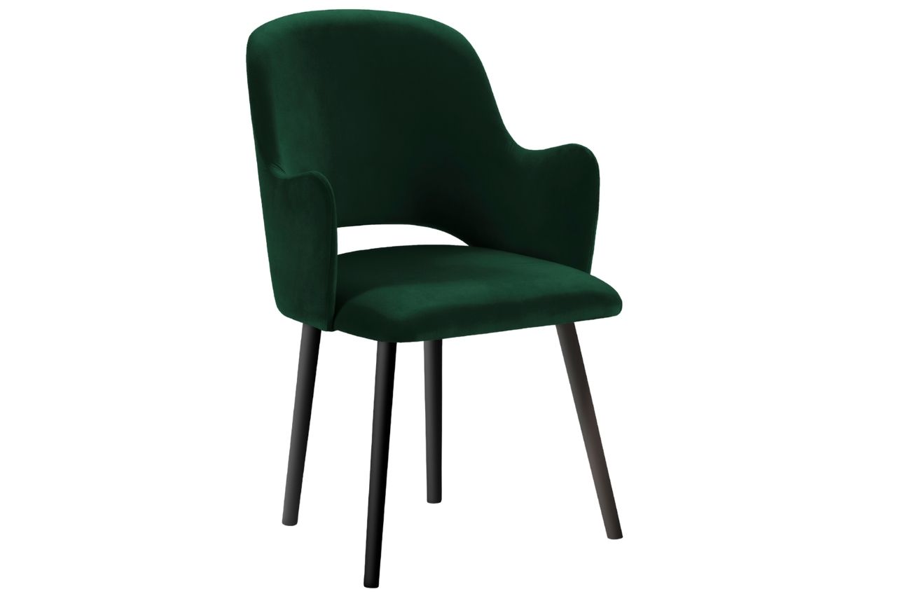 Tmavě zelená sametová jídelní židle MICADONI MARIN