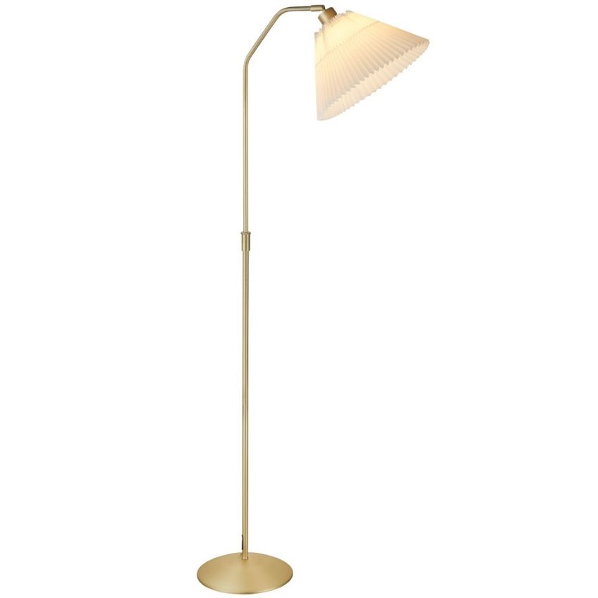 Zlatá kovová stojací lampa Halo Design Berlin 110-150 cm