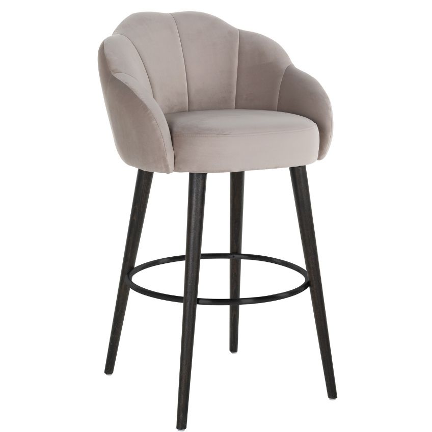 Béžová sametová barová židle Richmond Tulip 75 cm