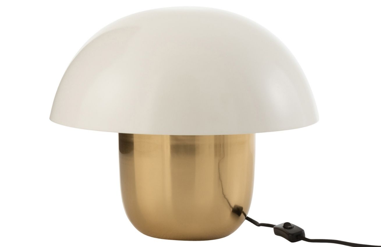 Bílo zlatá kovová stolní lampa J-line Mushroom S