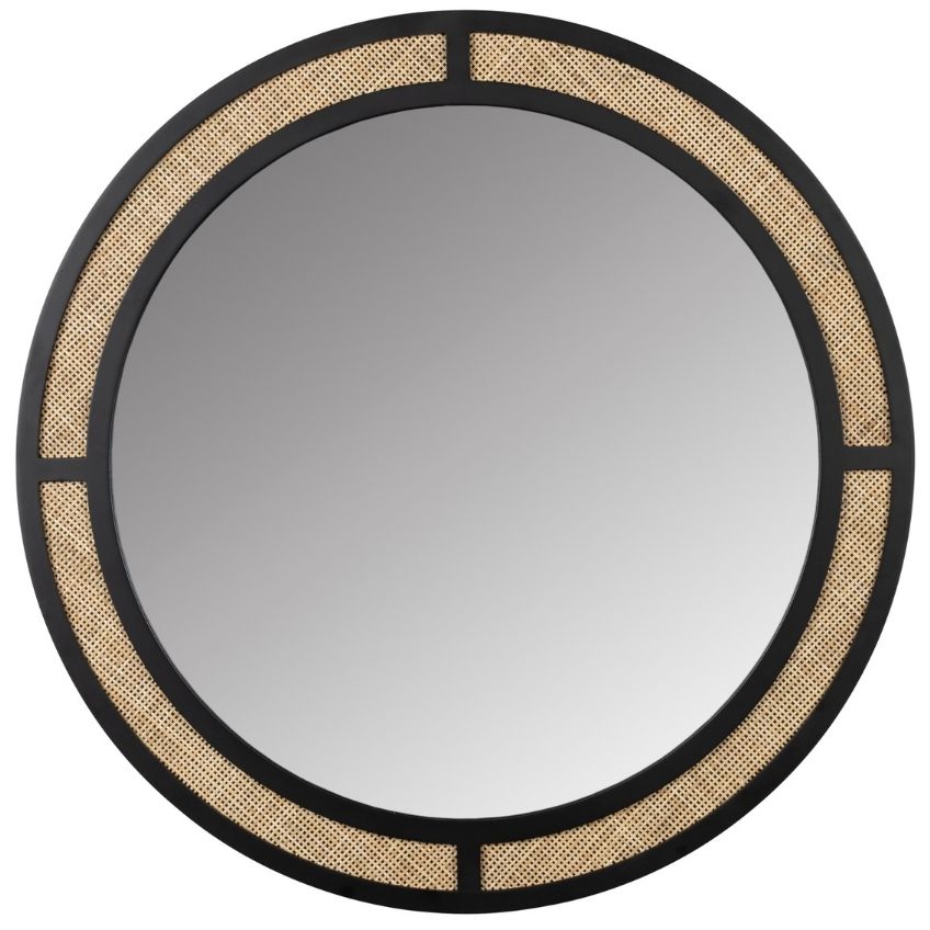 Černé kovové závěsné zrcadlo WLL AIDA 76 cm