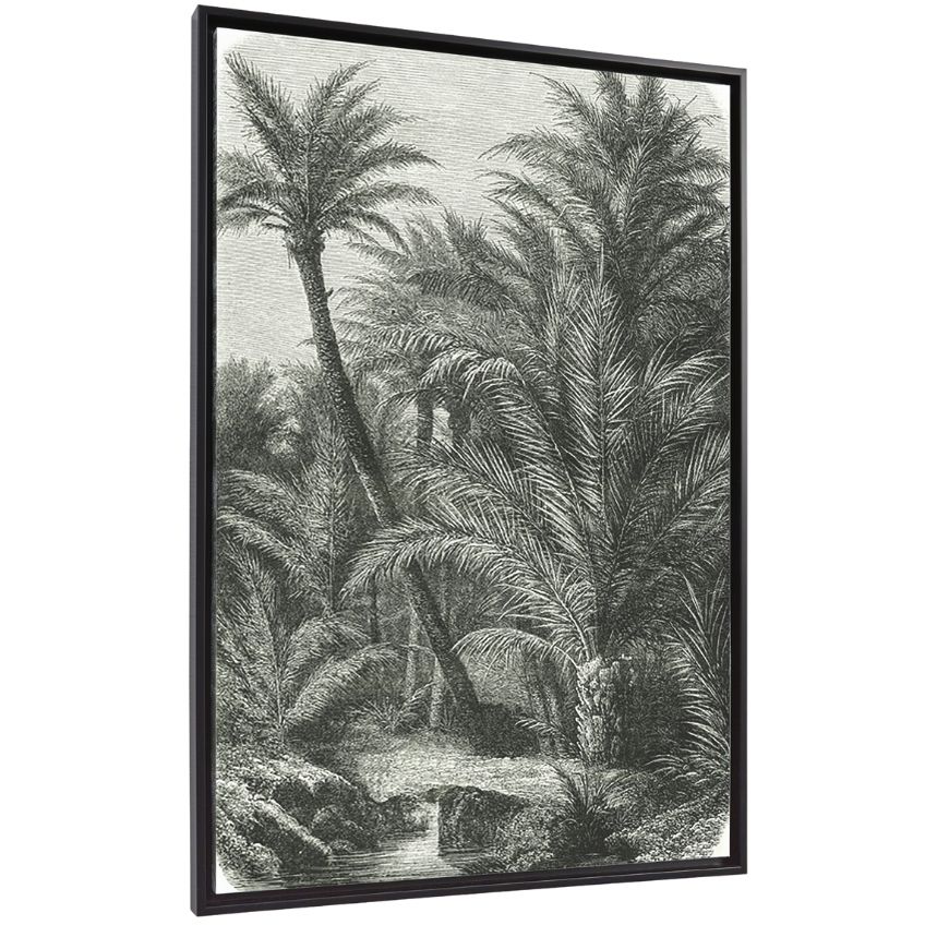 Černo bílý obraz Kave Home Bamidele 90 x 60 cm s motivem palem