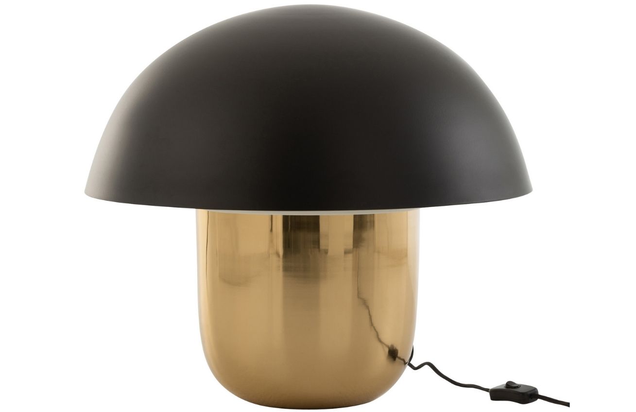 Černo zlatá kovová stolní lampa J-line Mushroom L