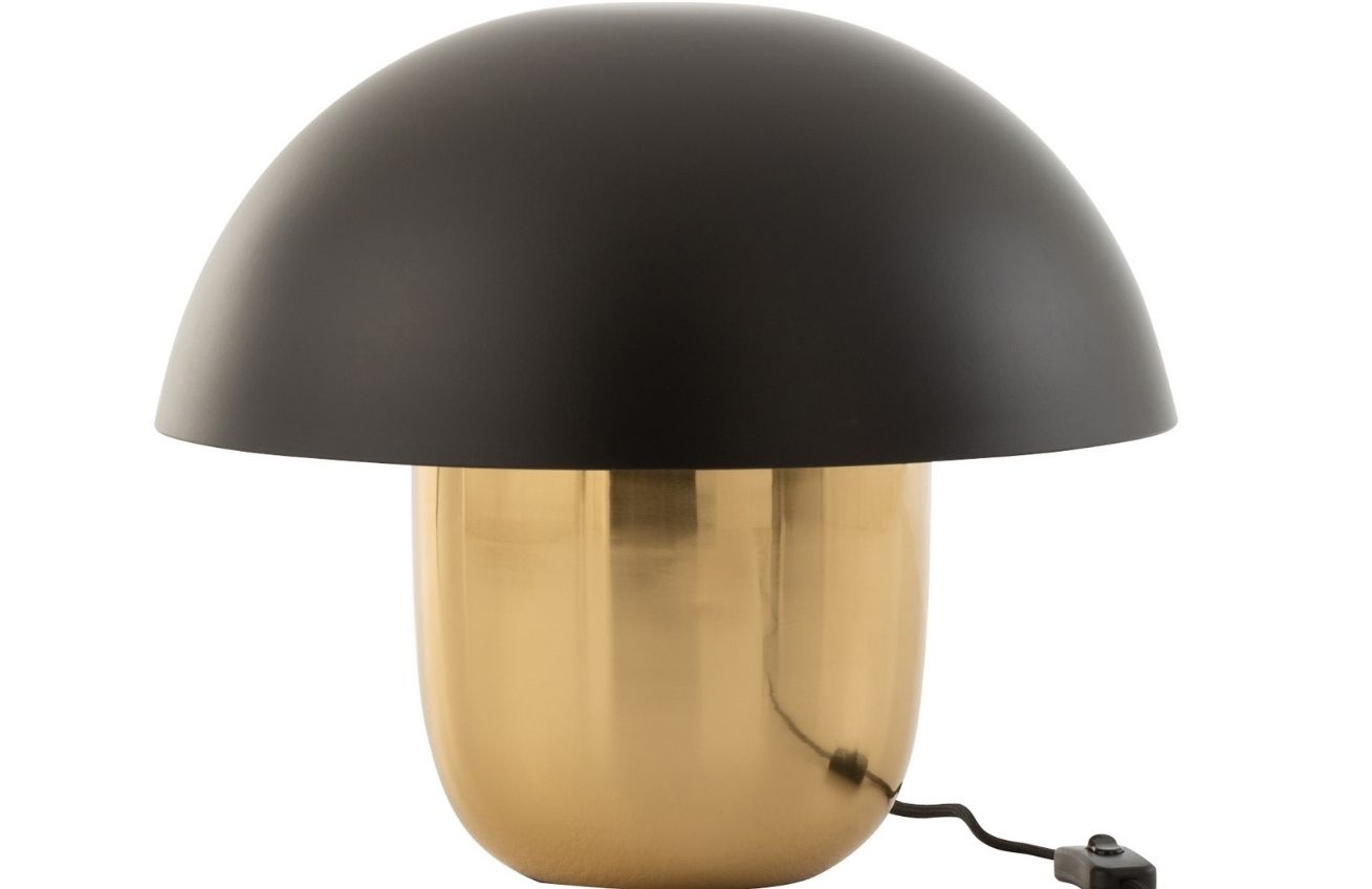 Černo zlatá kovová stolní lampa J-line Mushroom S