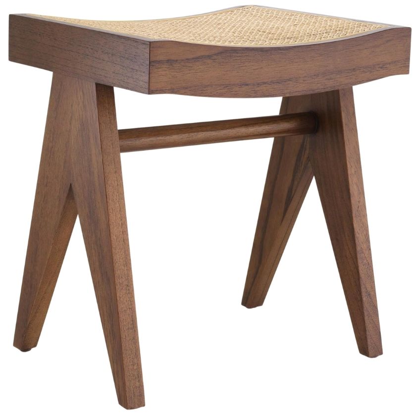 Hnědá dřevěná stolička Eichholtz Arnaud 43 cm s ratanovým výpletem
