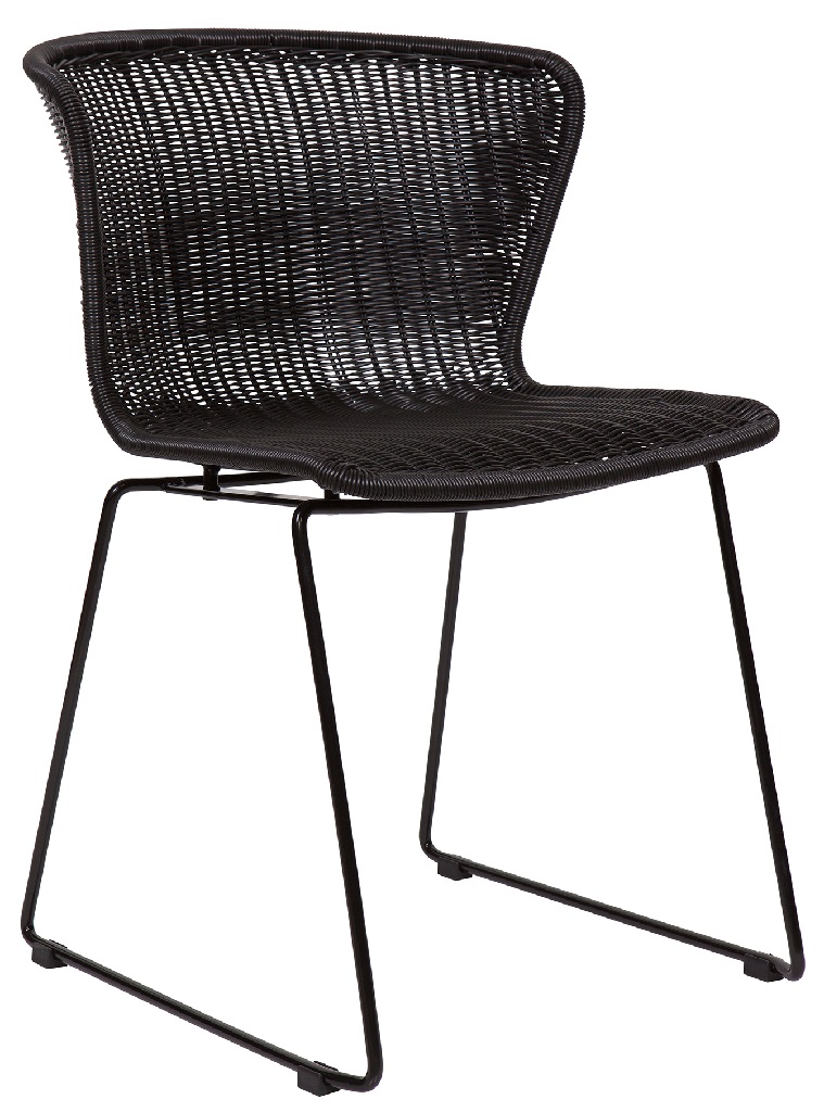 Hoorns Set dvou černých plastových vyplétaných zahradní židlí Leon