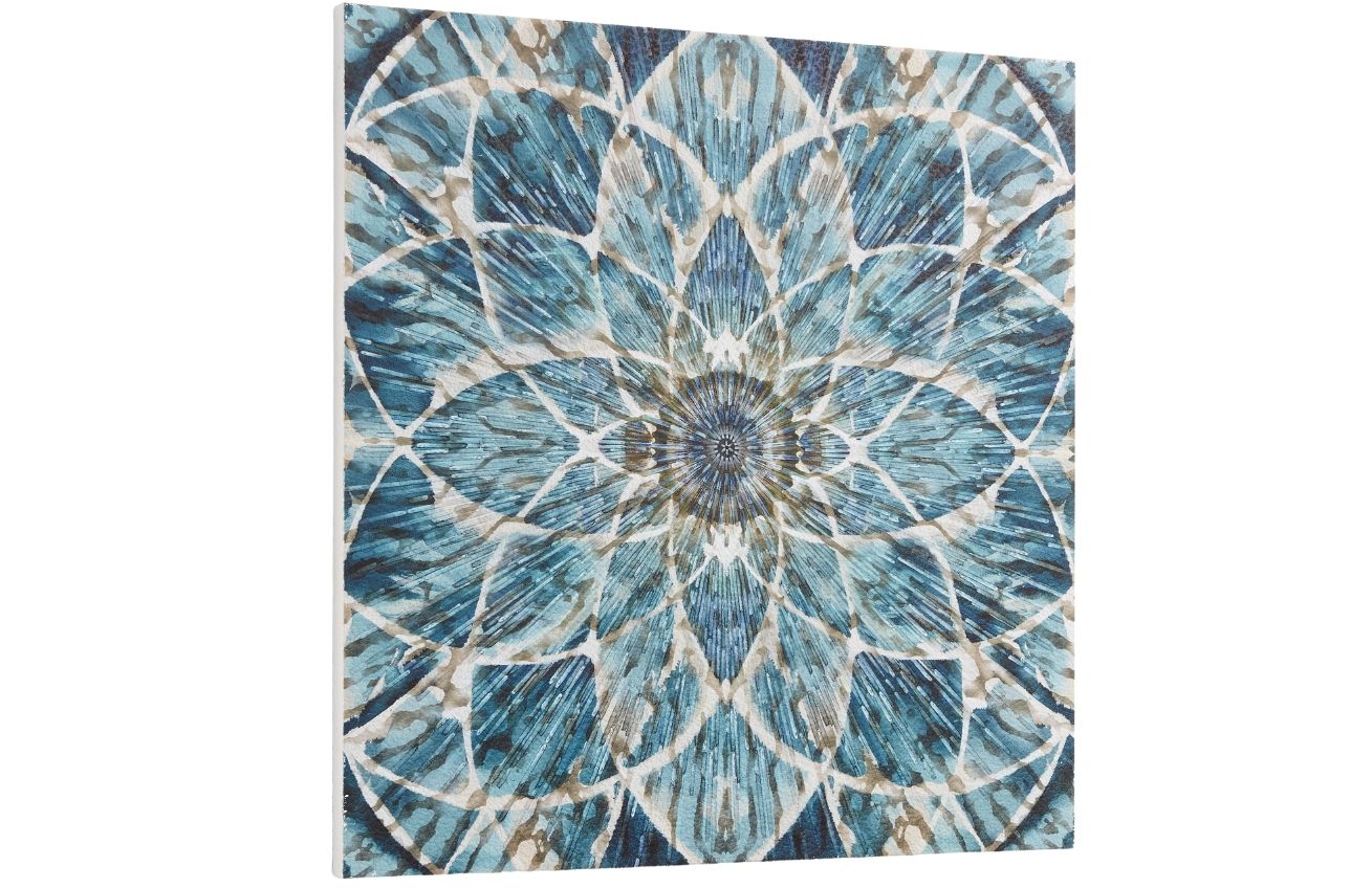 Modrý abstraktní obraz Kave Home Selena 80 x 80 cm