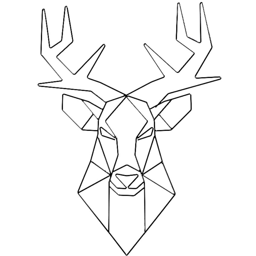 Nordic Design Černá nástěnná kovová dekorace Ades Deer