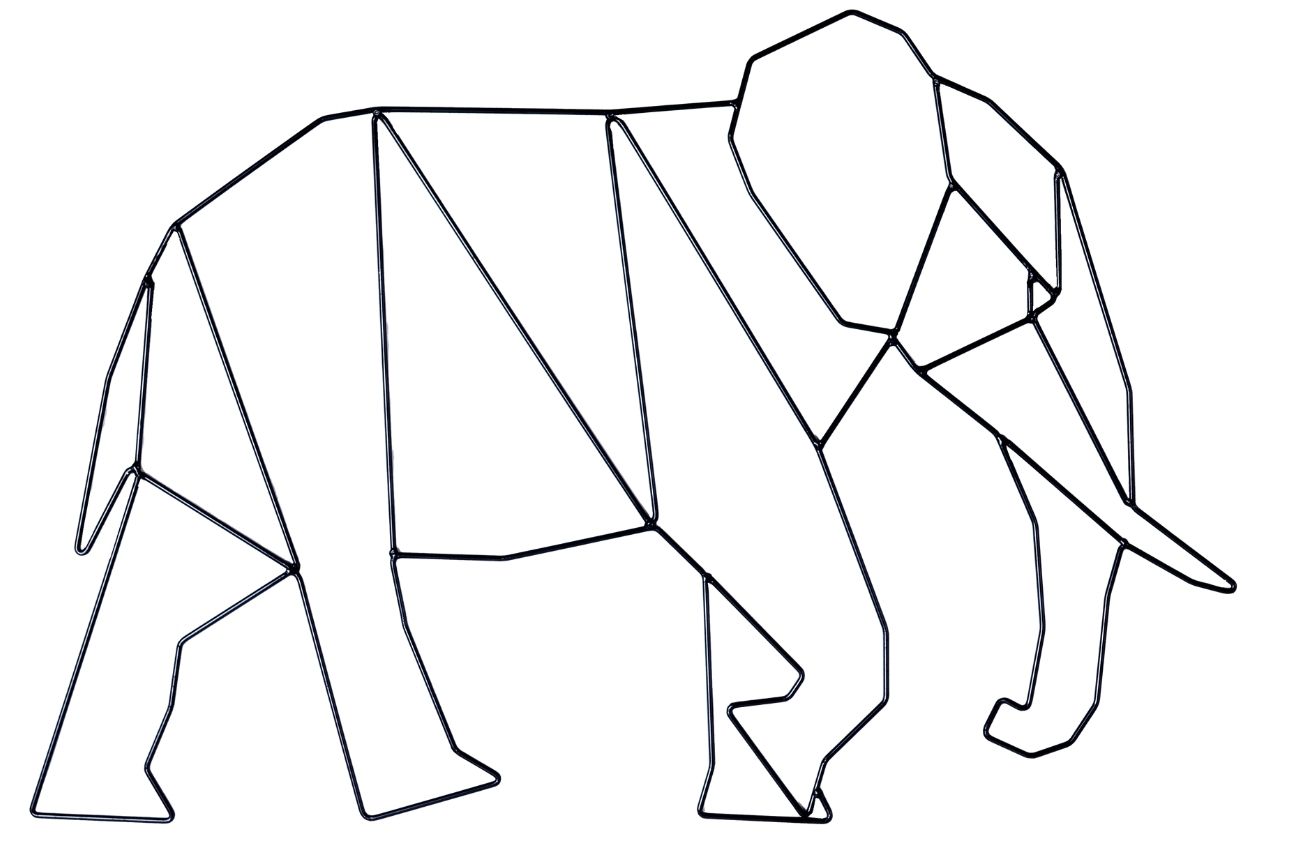 Nordic Design Černá nástěnná kovová dekorace Ades Elephant