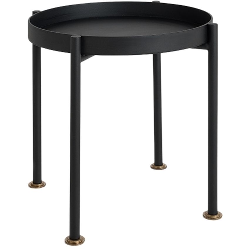 Nordic Design Černý kovový odkládací stolek Nollan 40 cm se zlatými detaily