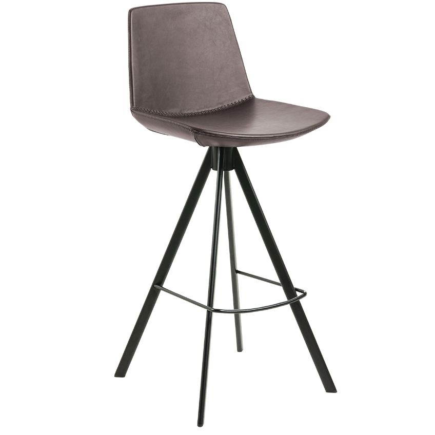 Tmavě hnědá koženková barová židle Kave Home Zeva 75 cm