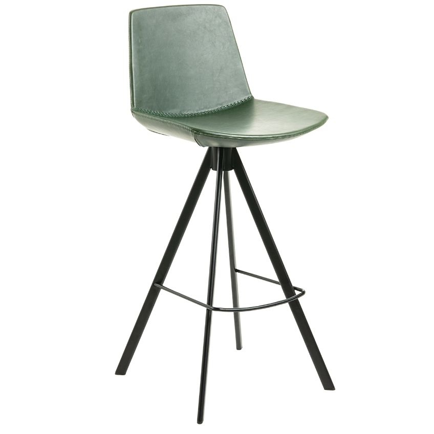 Zelená koženková barová židle Kave Home Zeva 75 cm
