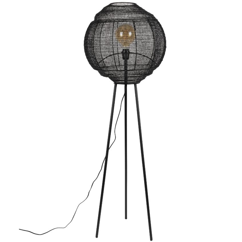 Černá kovová stojací lampa DUTCHBONE MEEZAN 142 cm
