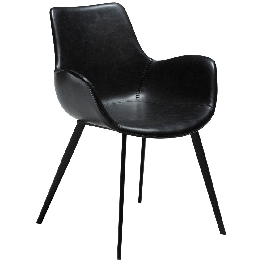 Dan-Form Vintage černá koženková jídelní židle DanForm Hype s područkami