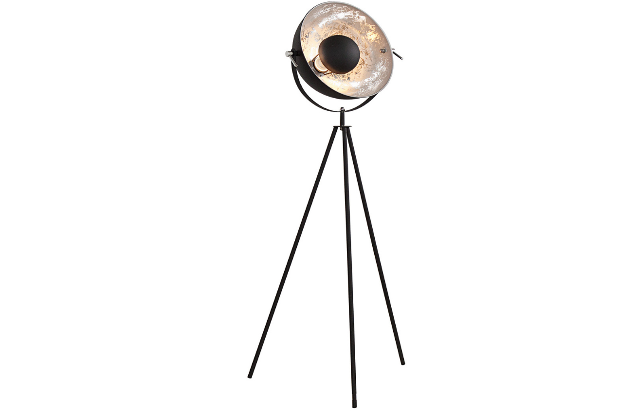 Moebel Living Černo stříbrná kovová stojací lampa Laila 145 cm