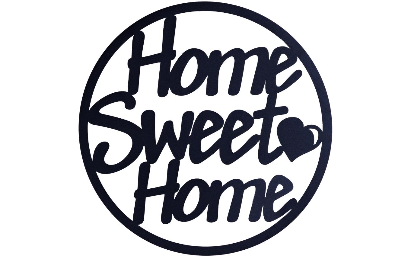 Nordic Design Černá kovová nástěnná dekorace Home Sweet Home 55 cm