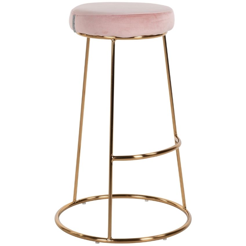 Růžová sametová barová židle Richmond Brandy 74 cm