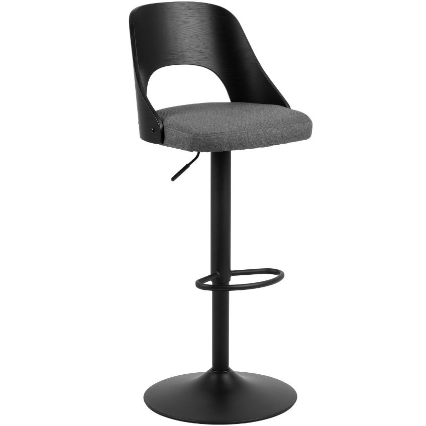 Scandi Černá kovová barová židle s šedým sedákem Marianne 62 cm