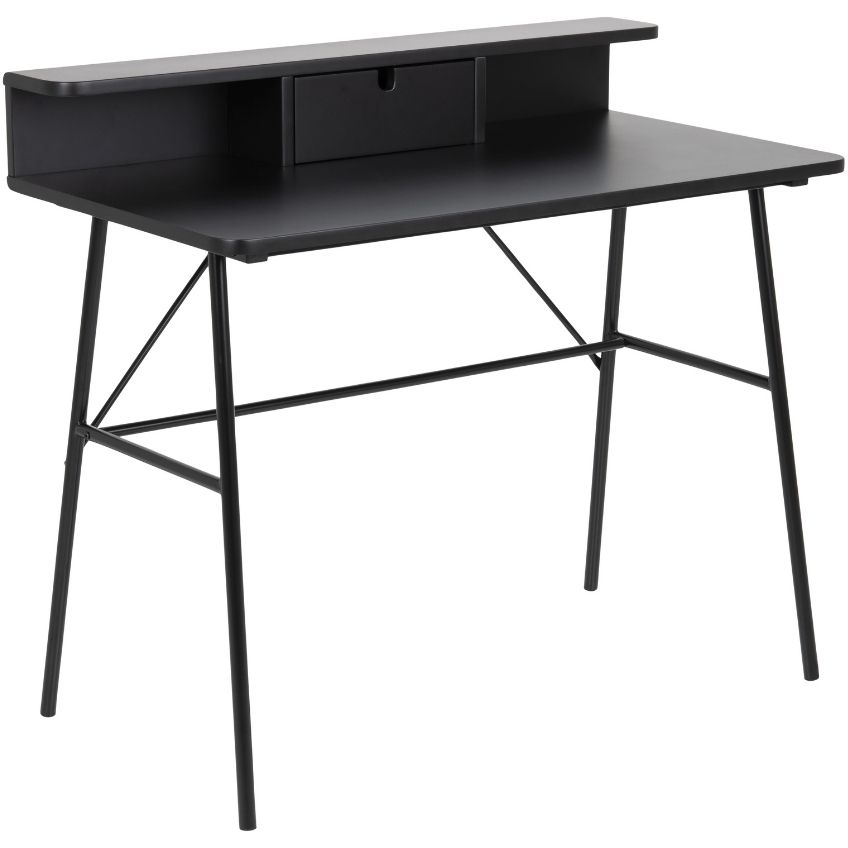Scandi Černý lakovaný pracovní stůl  s kovovou podnoží Calina 100 x 55 cm
