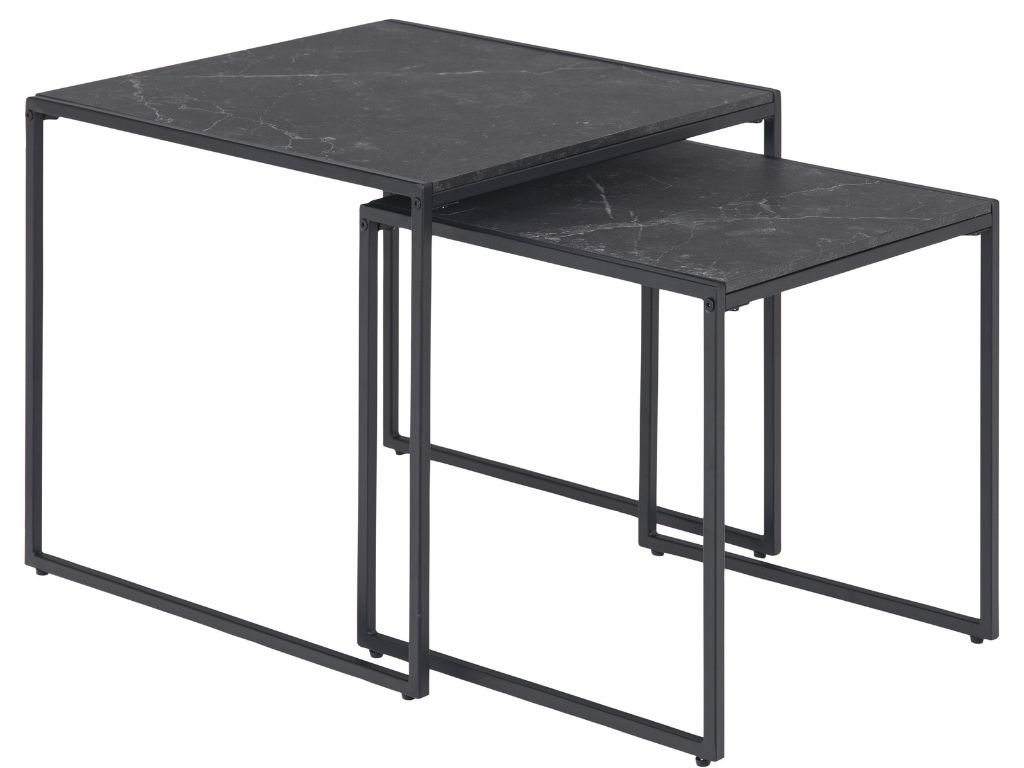 Scandi Sada černých kovových konferenčních stolků Rowan 40x40cm/50x50cm
